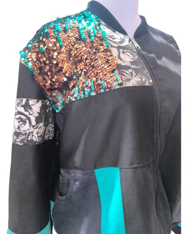 Chaqueta Rever - Negro Turquesa con Lentejuelas - Imagen 2