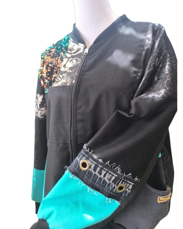 Chaqueta Rever - Negro Turquesa con Lentejuelas - Imagen 4