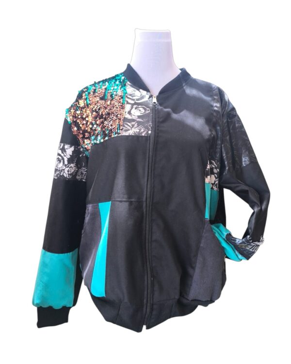 Chaqueta Rever - Negro Turquesa con Lentejuelas