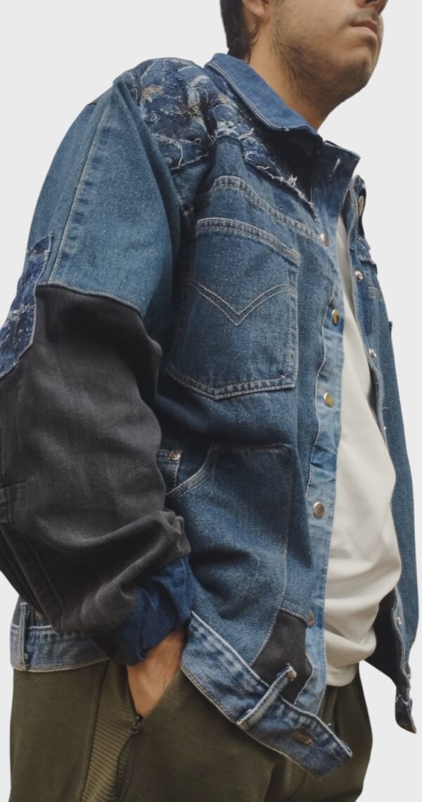 Chaqueta Zero Waste - Denim con Mangas Negras - Imagen 2