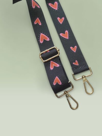 Strap para Bolso – Negro con Corazones