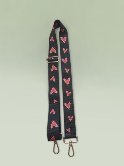 Strap para Bolso – Negro con Corazones
