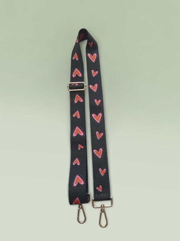 Strap para Bolso - Negro con Corazones